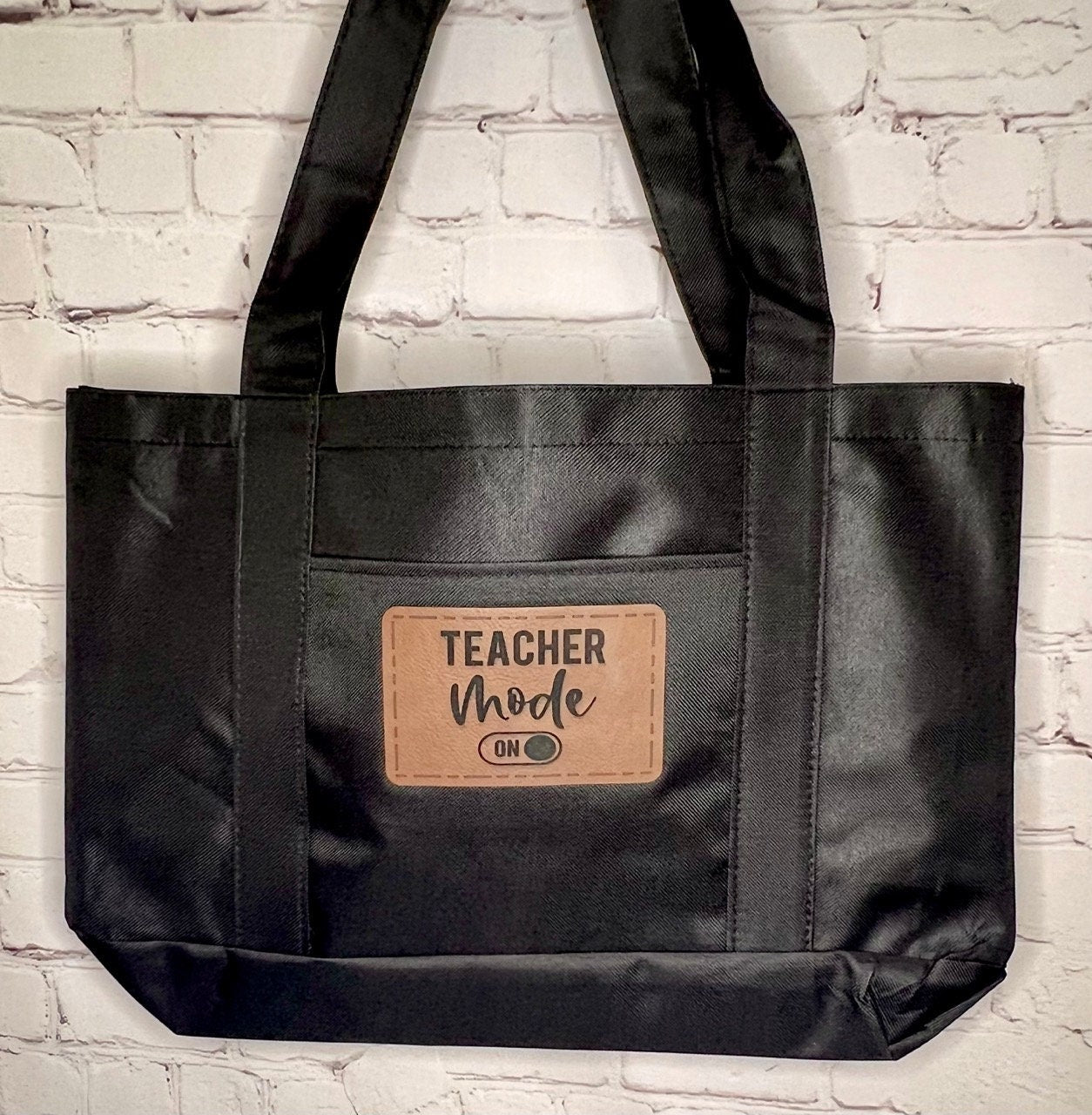 Tote Bag with Leather Custom Engraved Patch