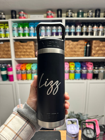 Yeti 18oz Water Bottle With Matching Lid, Custom Personalized Engraved