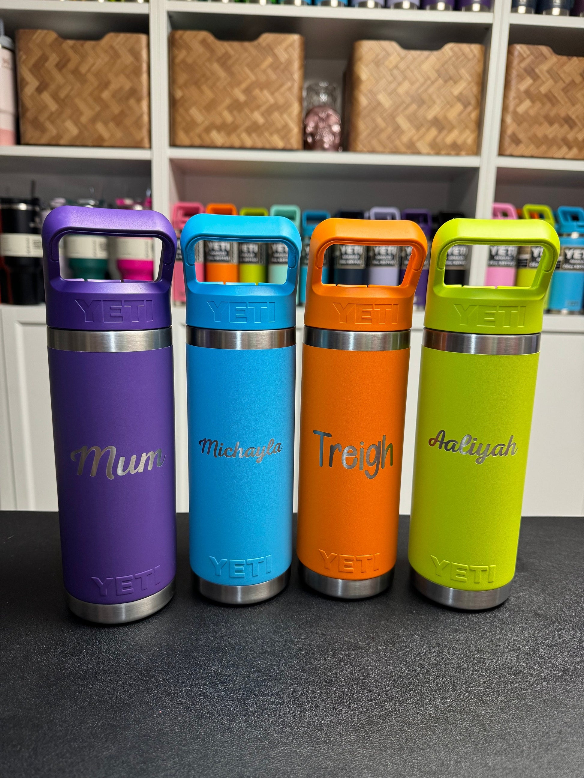 Yeti 18oz Water Bottle With Matching Lid, Custom Personalized Engraved